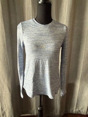 Banana Republic Marled Light Blue Long-Sleeve Crew Neck Top